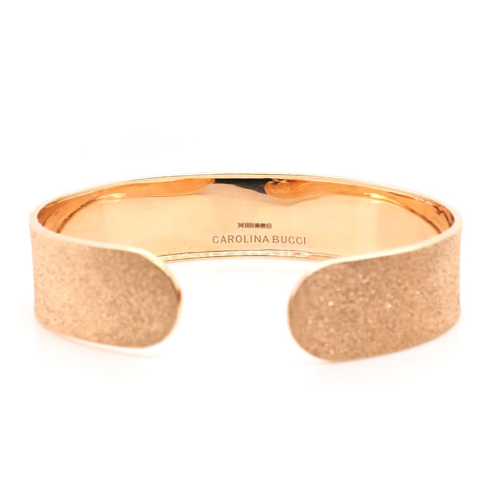 Ogden Of Harrogate Designer Jewellery Carolina Bucci 18ct Pink Gold Thin "Carolina Florentine Finish" Cuff Bracelet