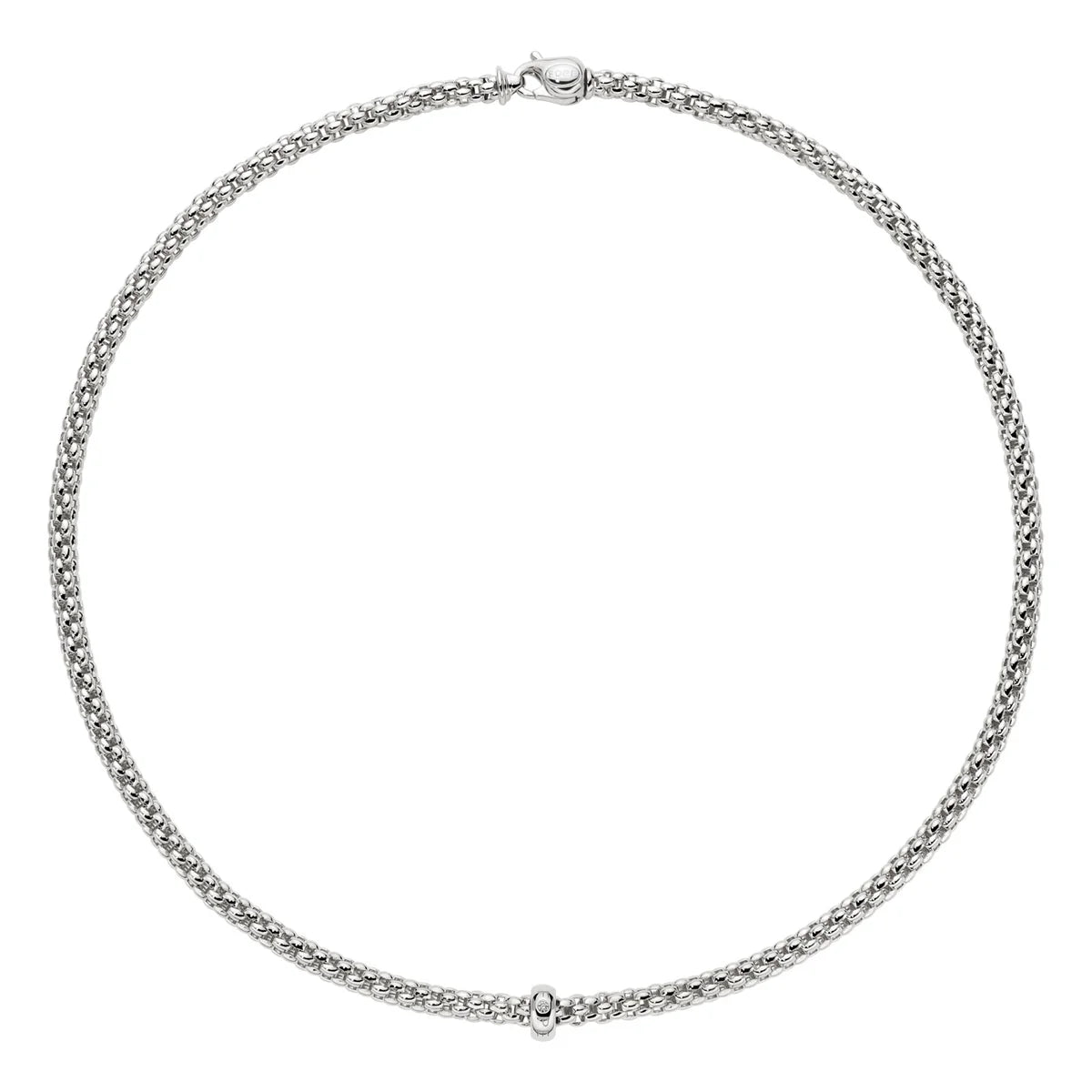 Ogden Of Harrogate FOPE 18ct White Gold Solo 0.29ct Diamond Necklace