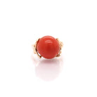 Ogden of Harrogate Jewellery 14ct Yellow Gold Ornate Spinning Coral Bead Ring, c.1950