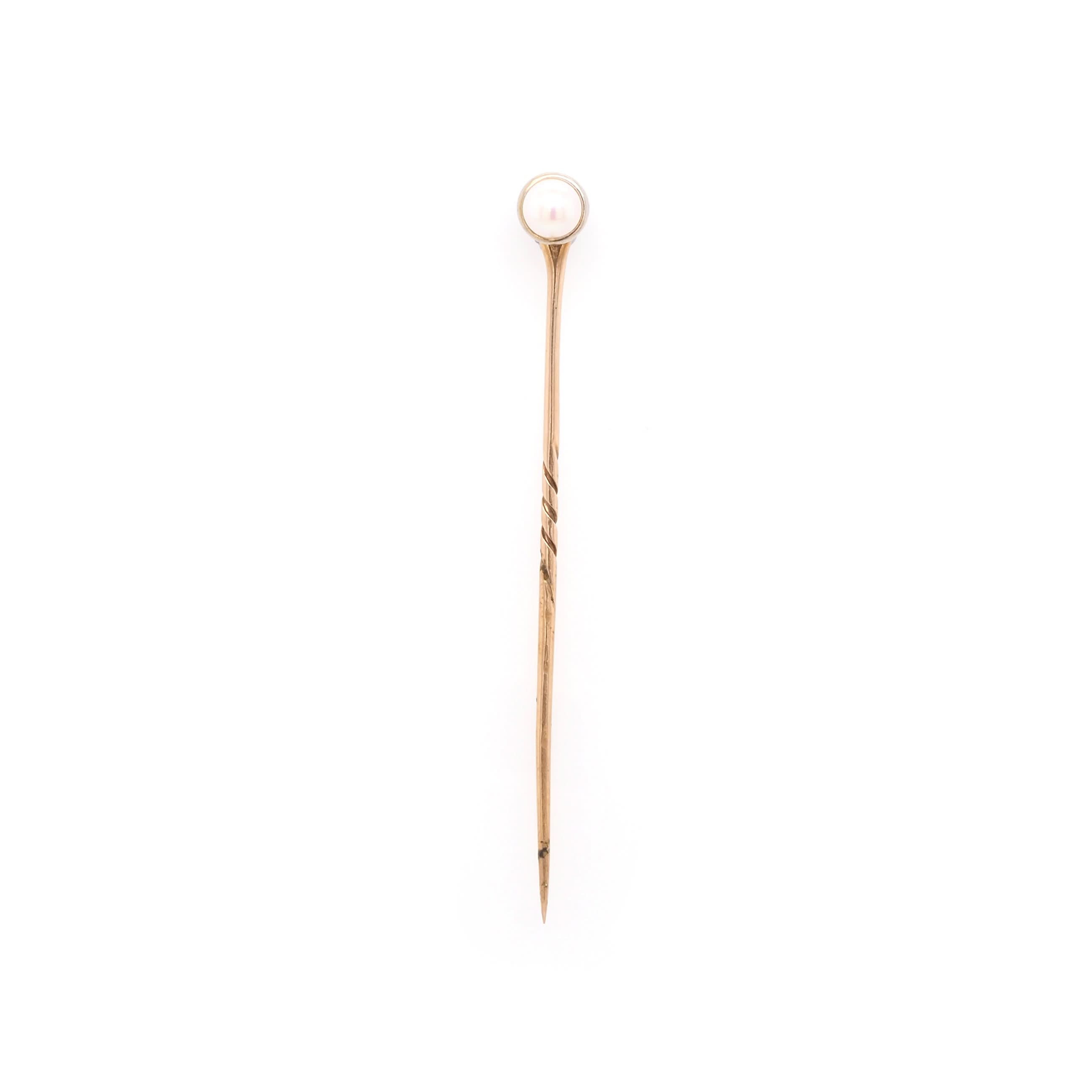Ogden of Harrogate Jewellery 15ct Yellow Gold and Platinum-Set Pearl on 9ct Yellow Gold Pin