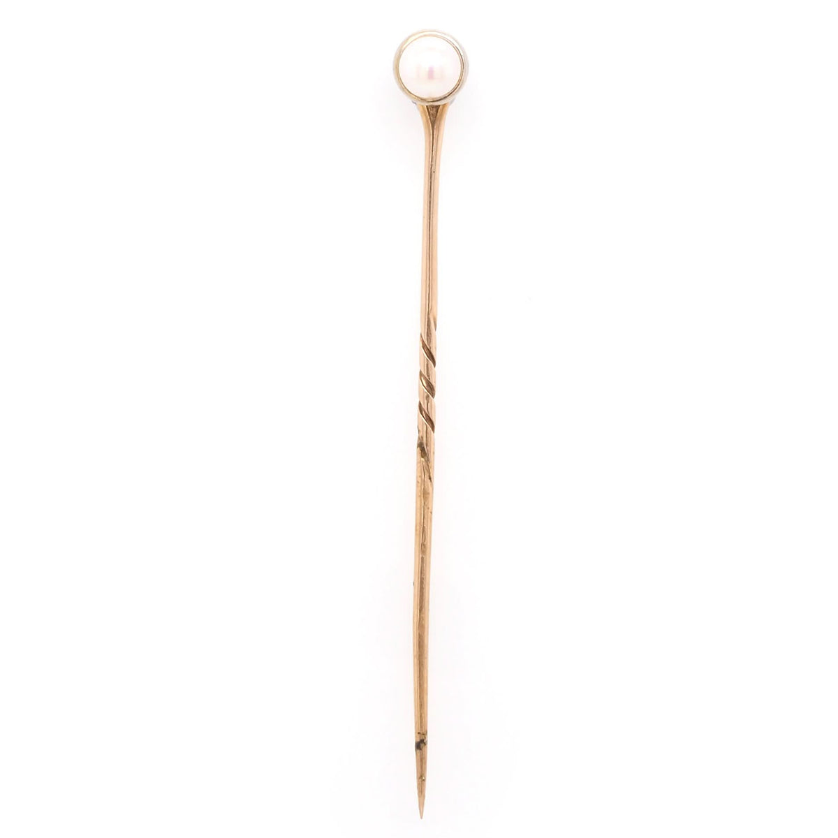 Ogden of Harrogate Jewellery 15ct Yellow Gold and Platinum-Set Pearl on 9ct Yellow Gold Pin