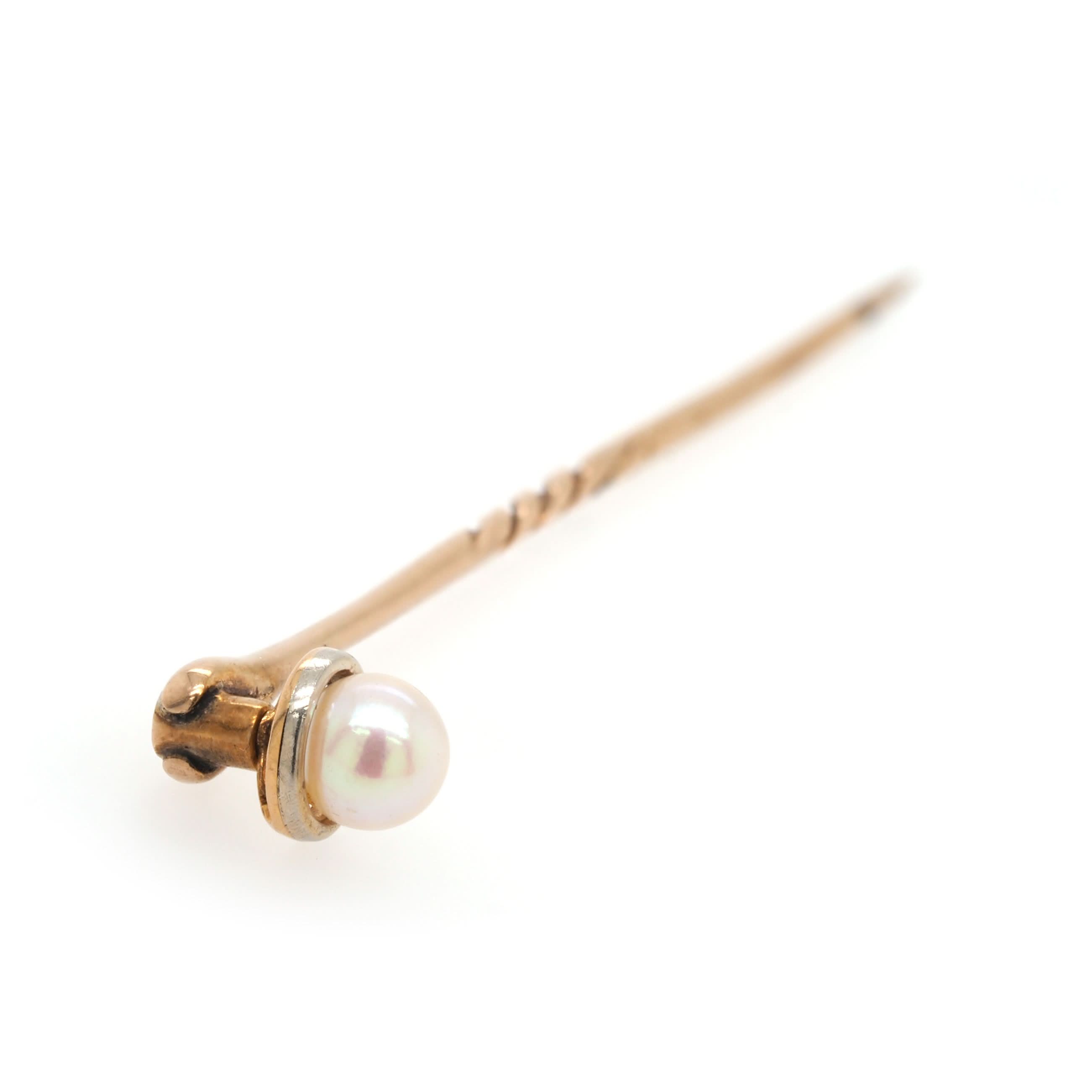 Ogden of Harrogate Jewellery 15ct Yellow Gold and Platinum-Set Pearl on 9ct Yellow Gold Pin