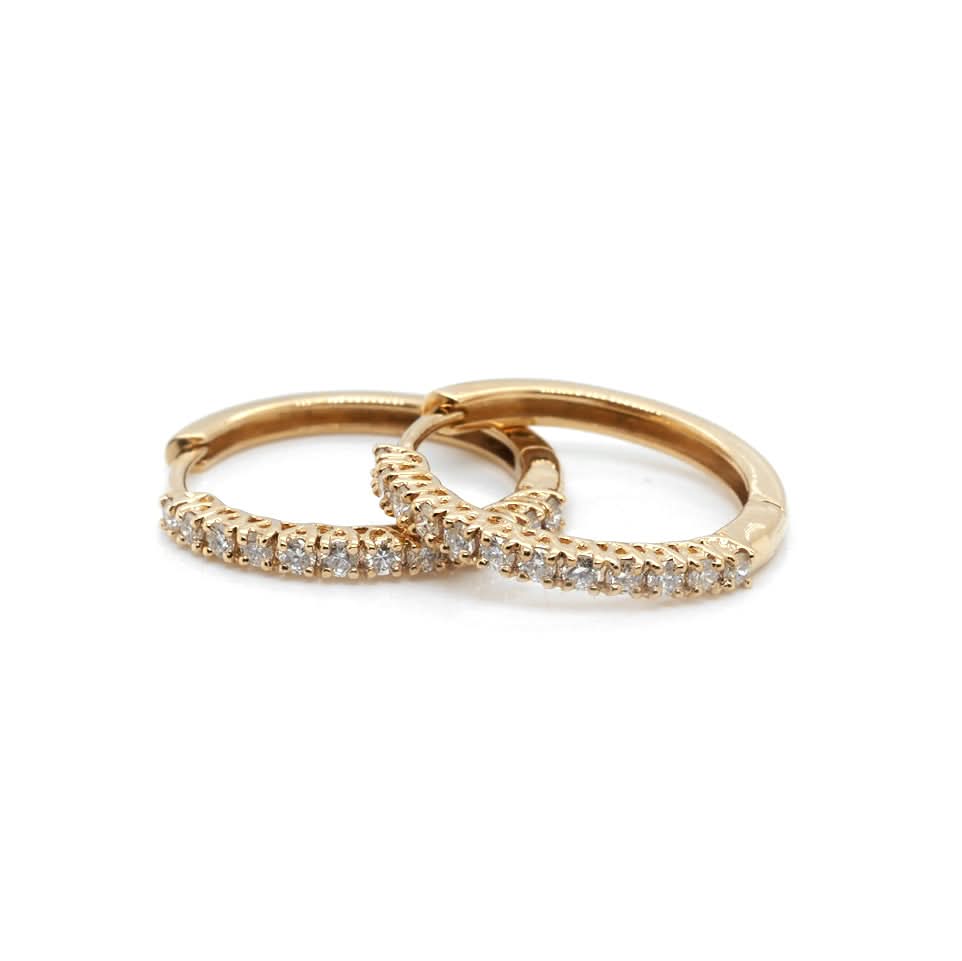 Ogden of Harrogate Jewellery 18ct Gold Diamond Hinged Huggie Earrings
