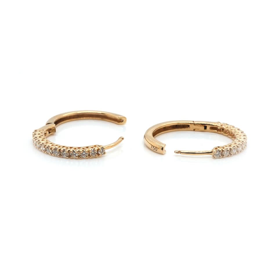 Ogden of Harrogate Jewellery 18ct Gold Diamond Hinged Huggie Earrings