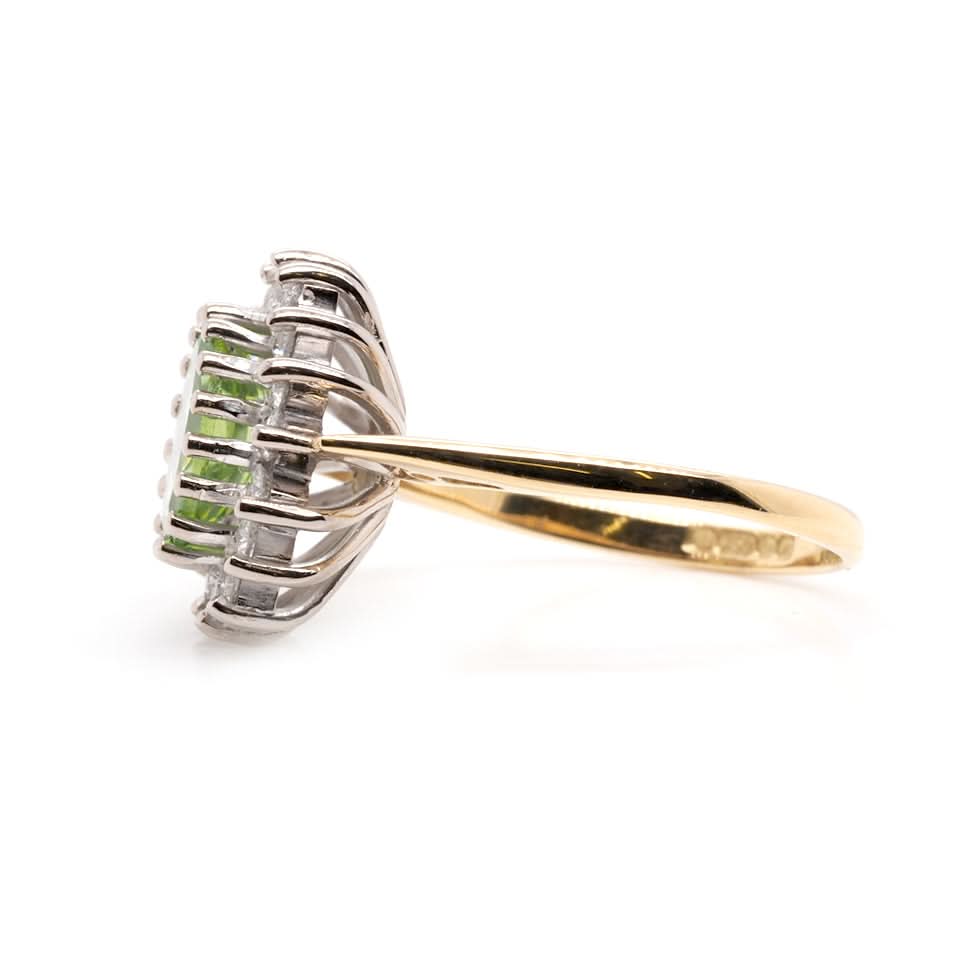 Ogden of Harrogate Jewellery 18ct Gold Oval Peridot and Diamond Cluster Ring