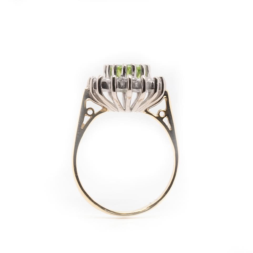 Ogden of Harrogate Jewellery 18ct Gold Oval Peridot and Diamond Cluster Ring