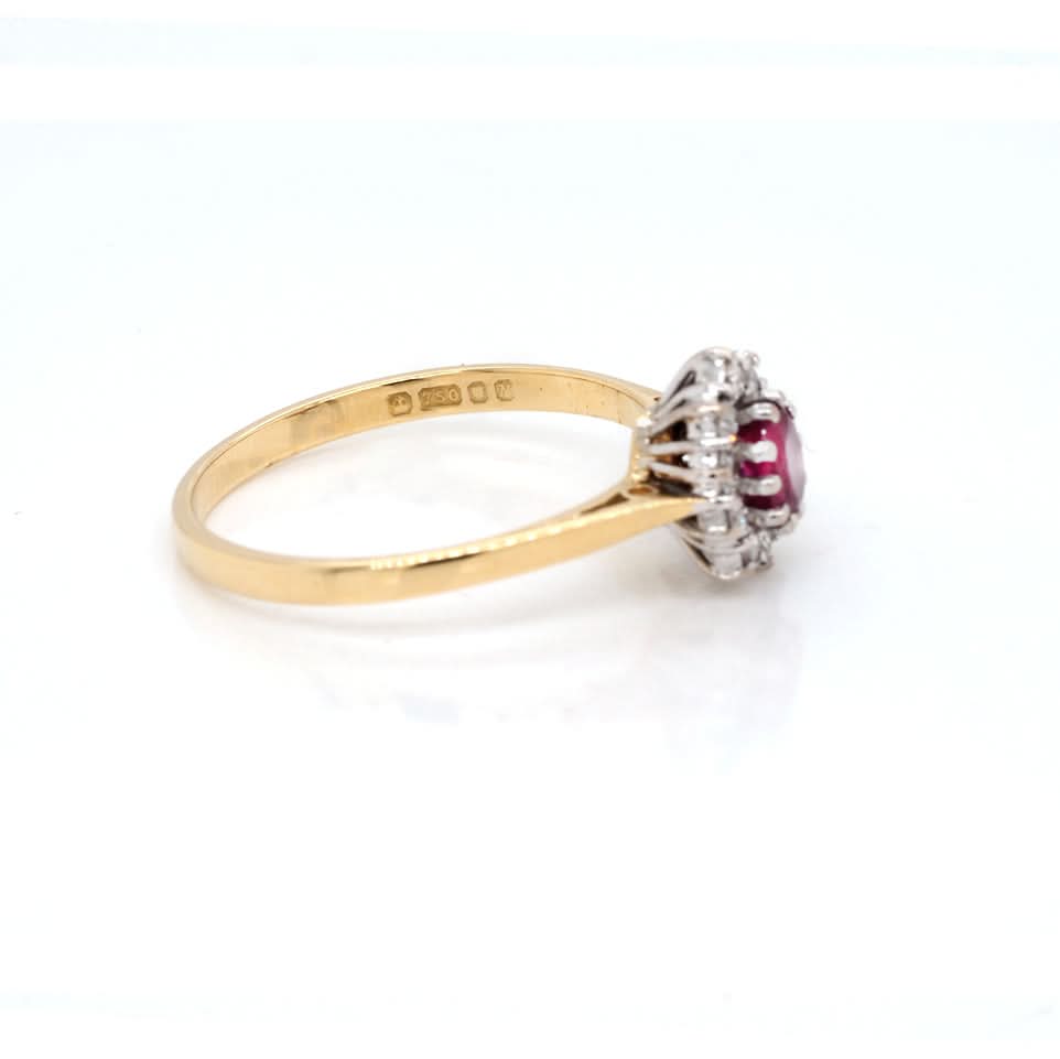 Ogden of Harrogate Jewellery 18ct Gold Ruby and Diamond Vintage Cluster Ring