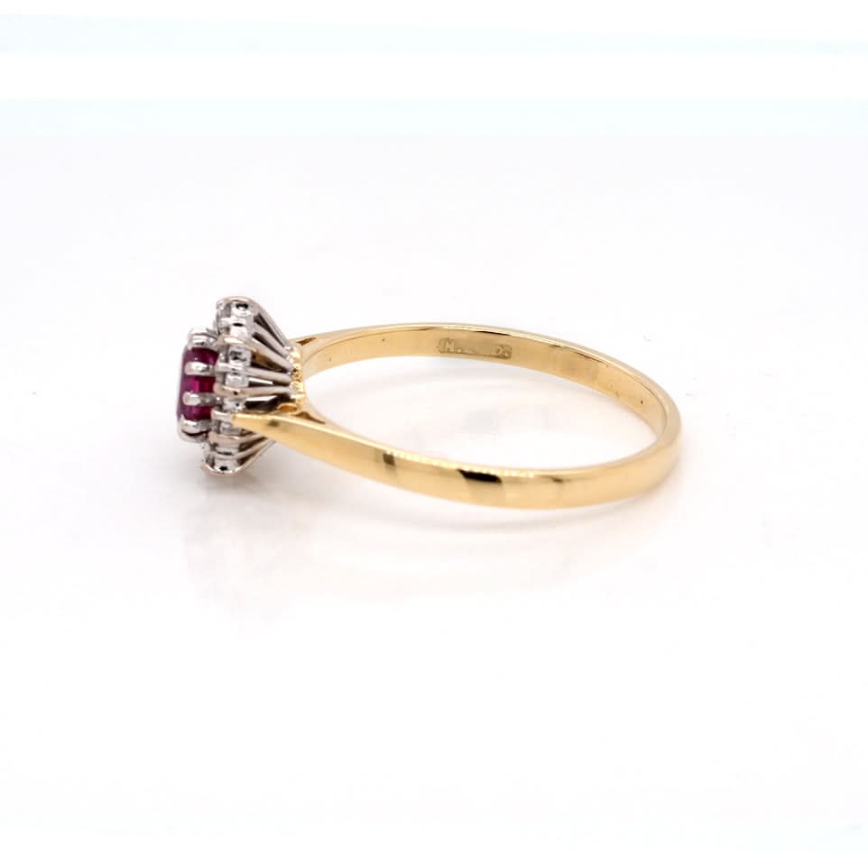 Ogden of Harrogate Jewellery 18ct Gold Ruby and Diamond Vintage Cluster Ring