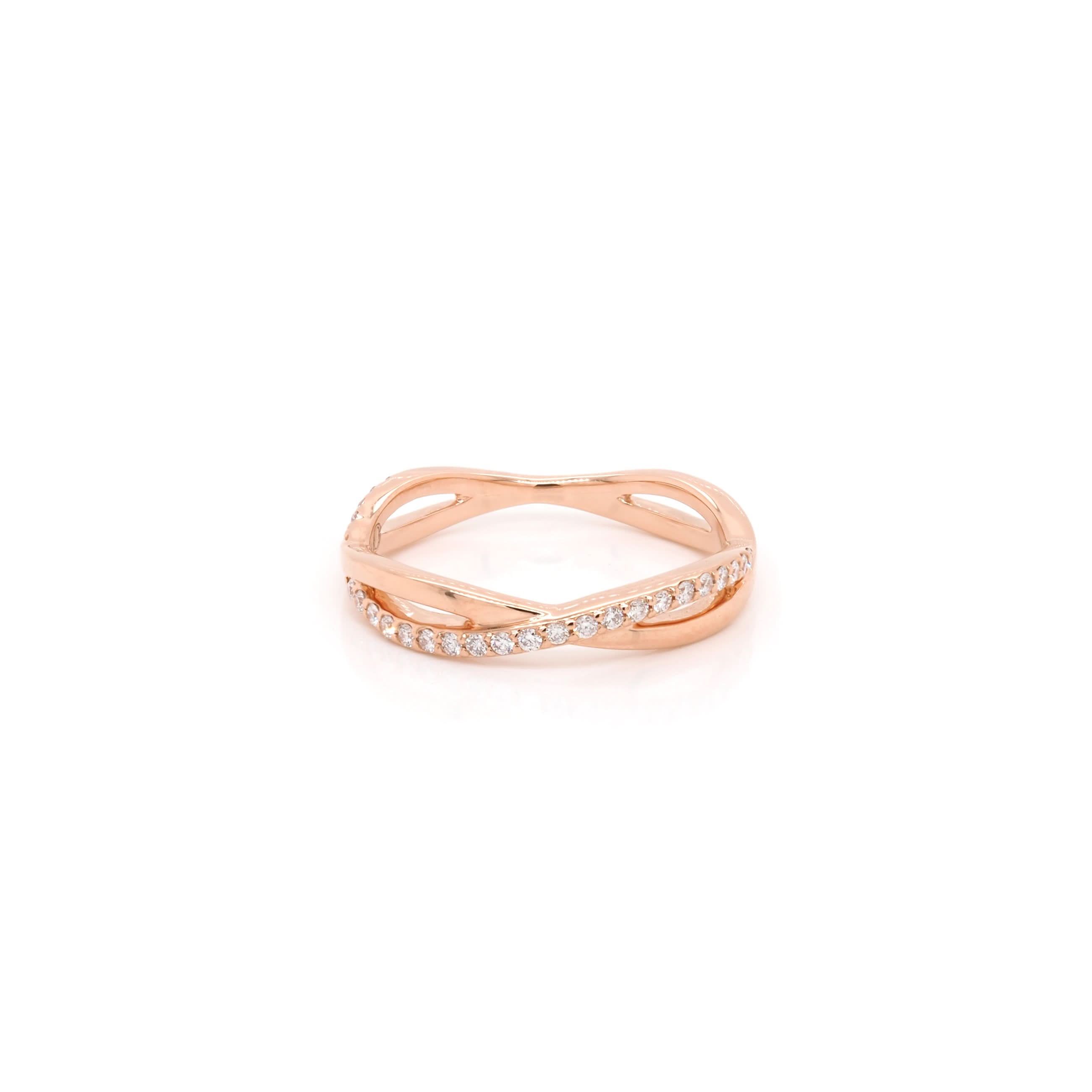 Ogden of Harrogate Jewellery 18ct Rose Gold Diamond-Set Wavy Ring