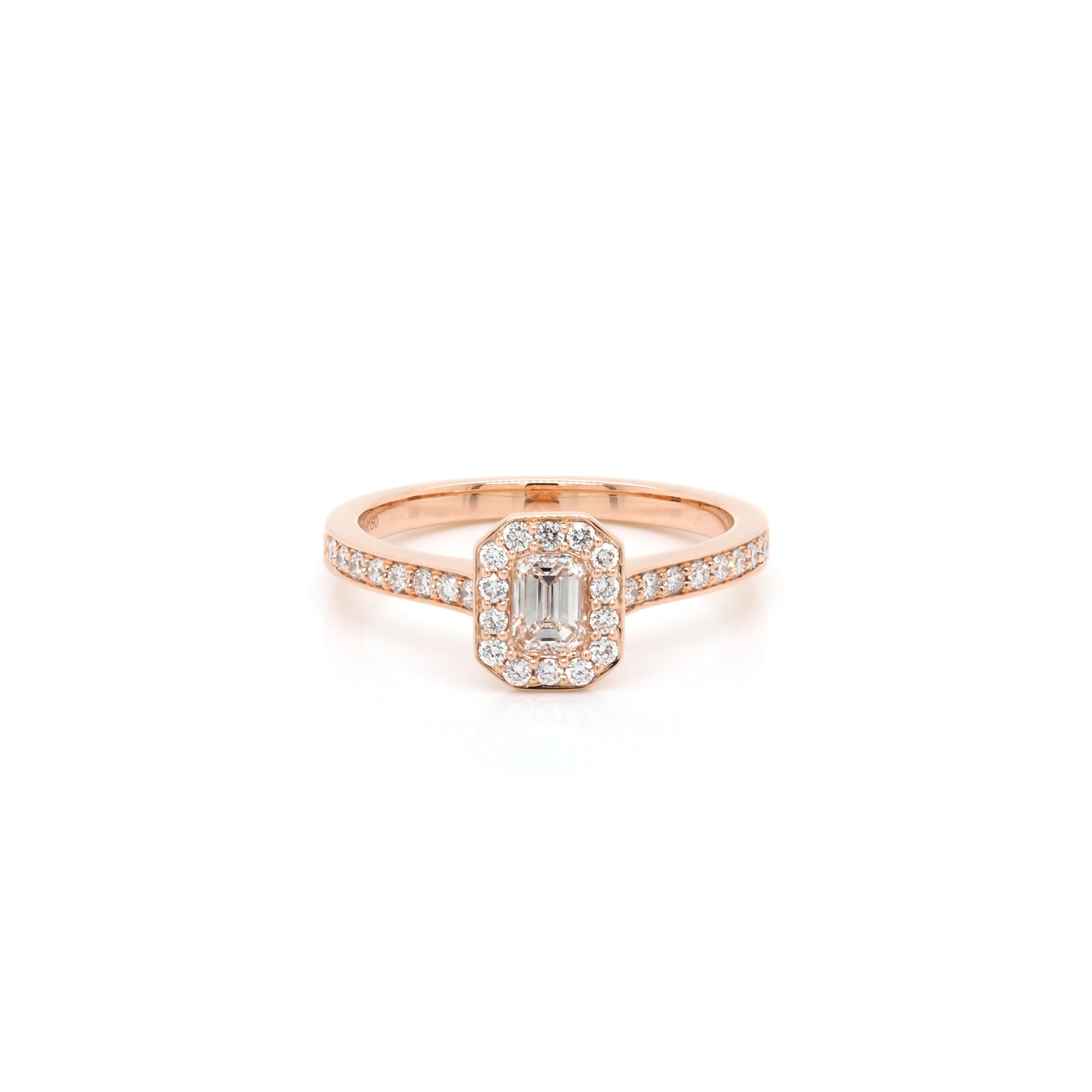 Ogden of Harrogate Jewellery 18ct Rose Gold Emerald-Cut Diamond Cluster Ring