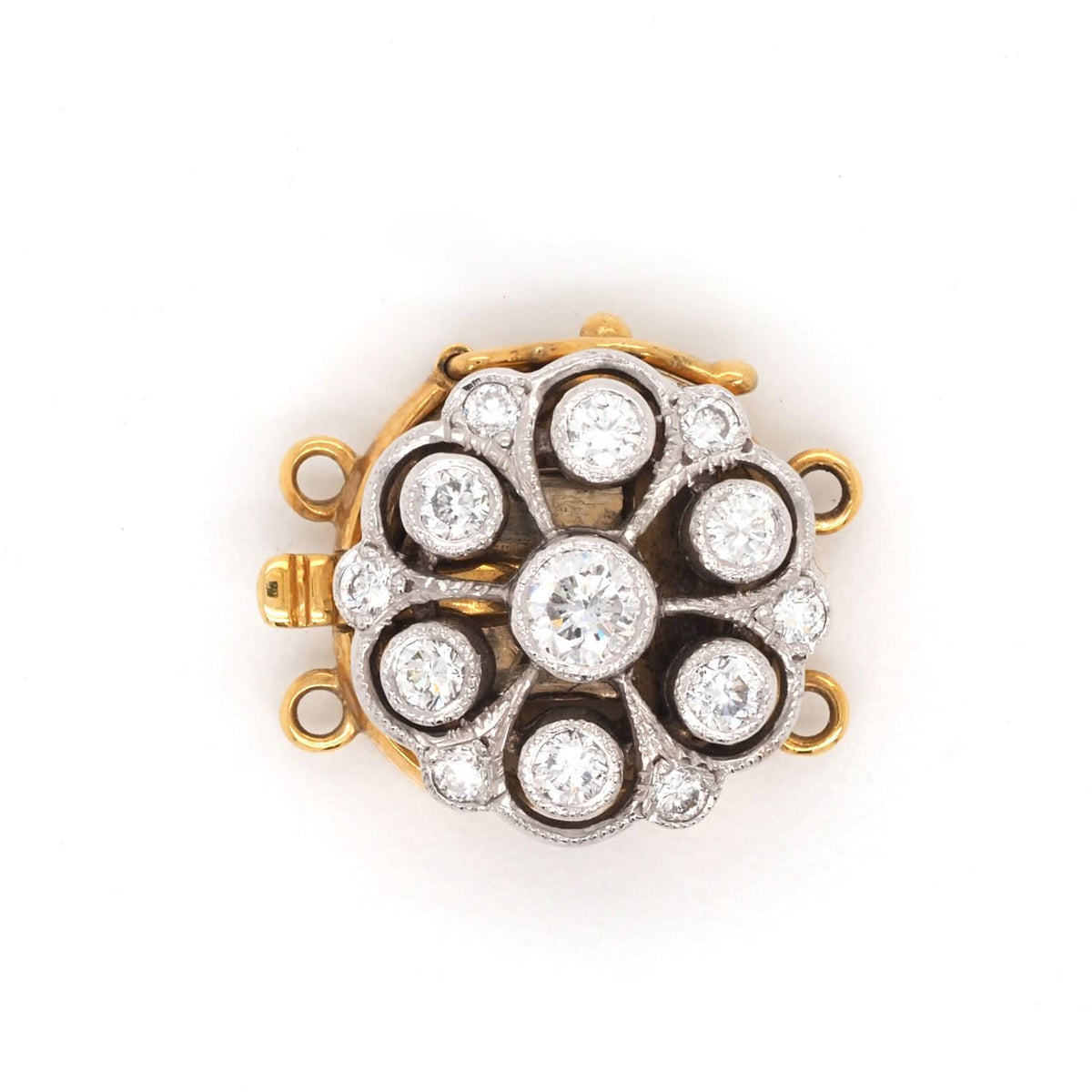 Ogden of Harrogate Jewellery 18ct White and Yellow Gold Diamond Two-Row Pearl Clasp