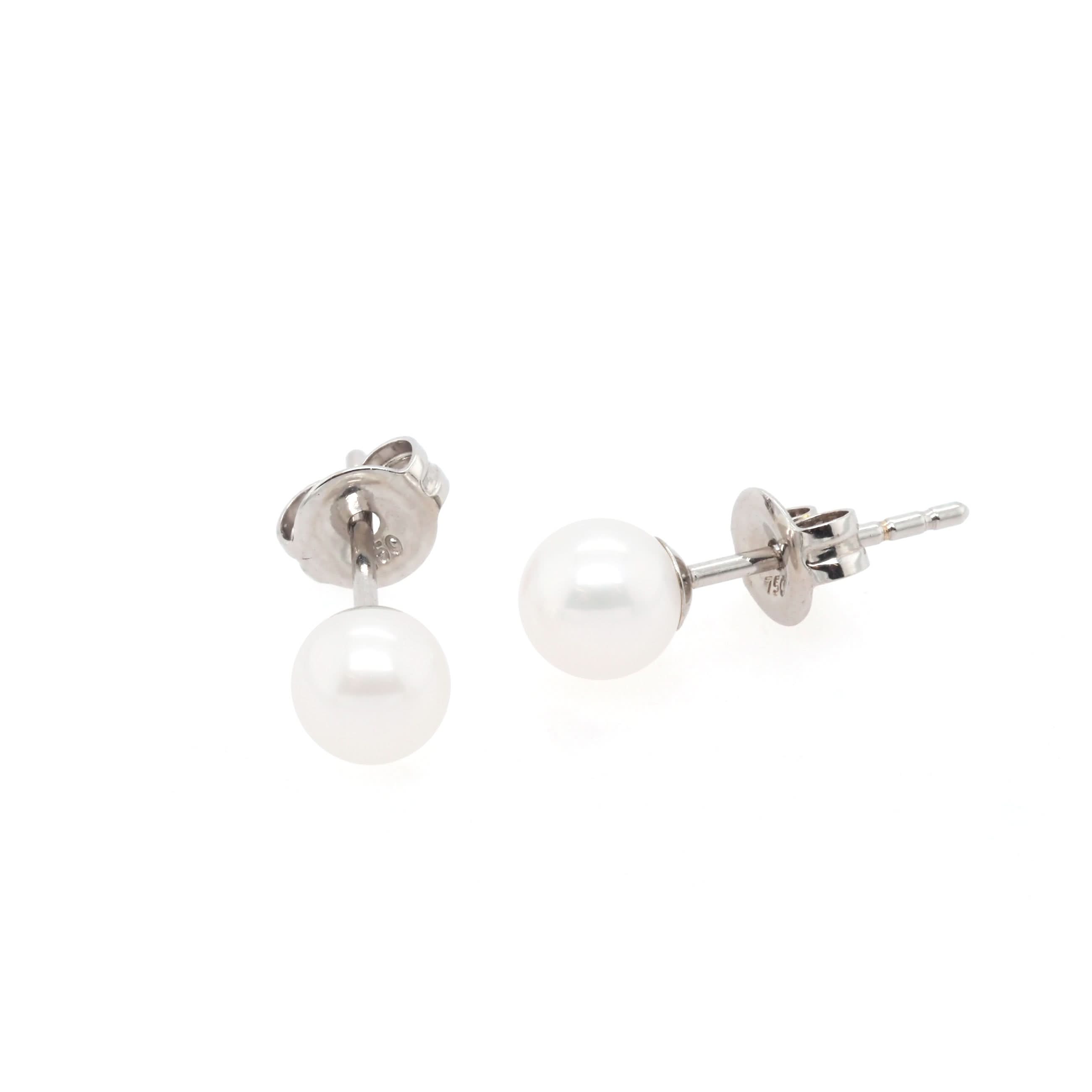 Ogden of Harrogate Jewellery 18ct White Gold 4.5mm Akoya Pearl Studs