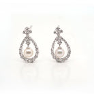 Ogden of Harrogate Jewellery 18ct White Gold Akoya Pearl and Diamond Surround Drop Earrings
