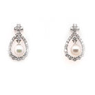 Ogden of Harrogate Jewellery 18ct White Gold Akoya Pearl and Diamond Surround Drop Earrings