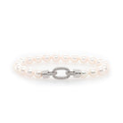 Ogden of Harrogate Jewellery 18ct White Gold Akoya Pearl Bracelet with Diamond-Set Chain-Link Clasp