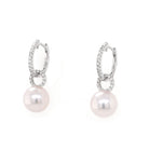 Ogden of Harrogate Jewellery 18ct White Gold Akoya Pearl Earrings with Detachable Diamond-Set Hoops