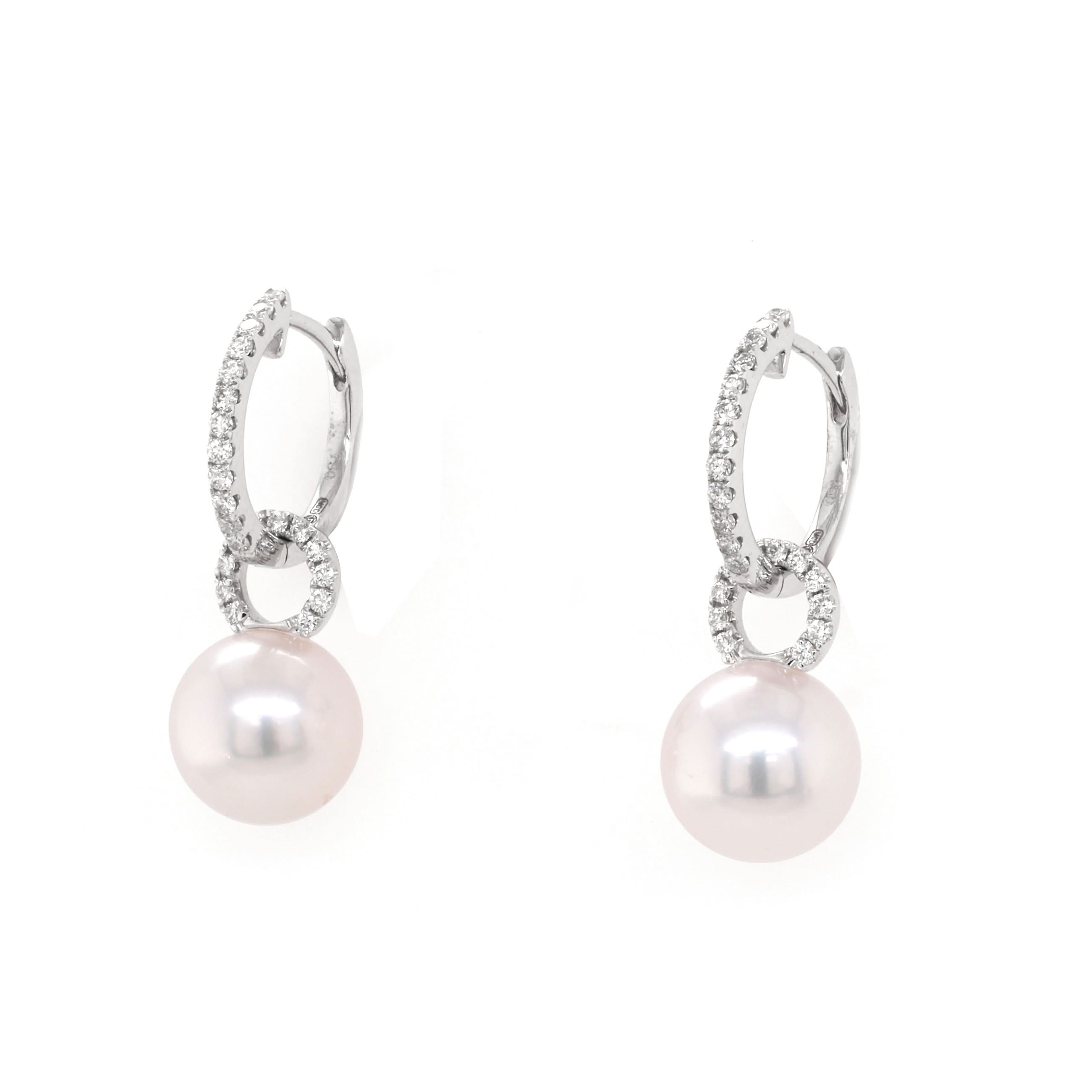 Ogden of Harrogate Jewellery 18ct White Gold Akoya Pearl Earrings with Detachable Diamond-Set Hoops