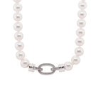 Ogden of Harrogate Jewellery 18ct White Gold Akoya Pearl Necklace with Diamond-Set Chain-Link Clasp