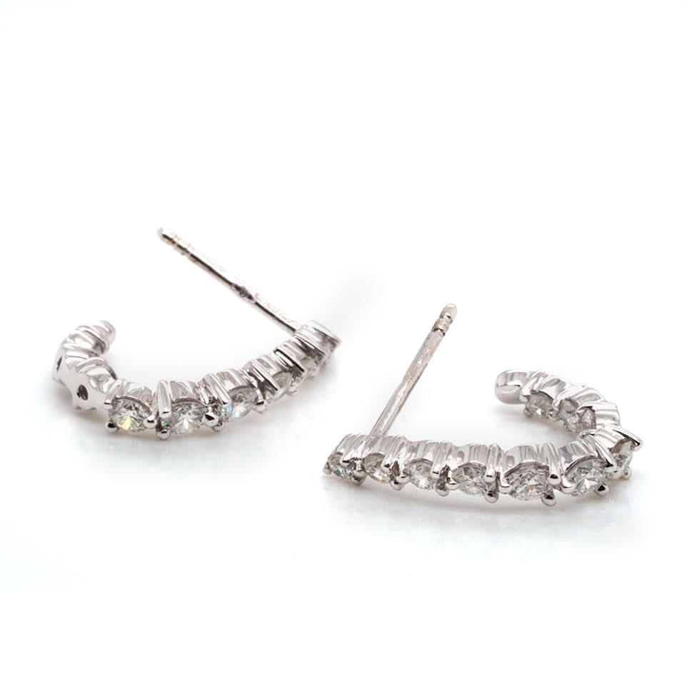 Ogden Of Harrogate Jewellery 18ct White Gold and Diamond Half Hoop Earrings