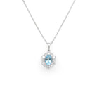 Ogden of Harrogate Jewellery 18ct White Gold Aquamarine and Diamond Hexagonal Cluster Pendant
