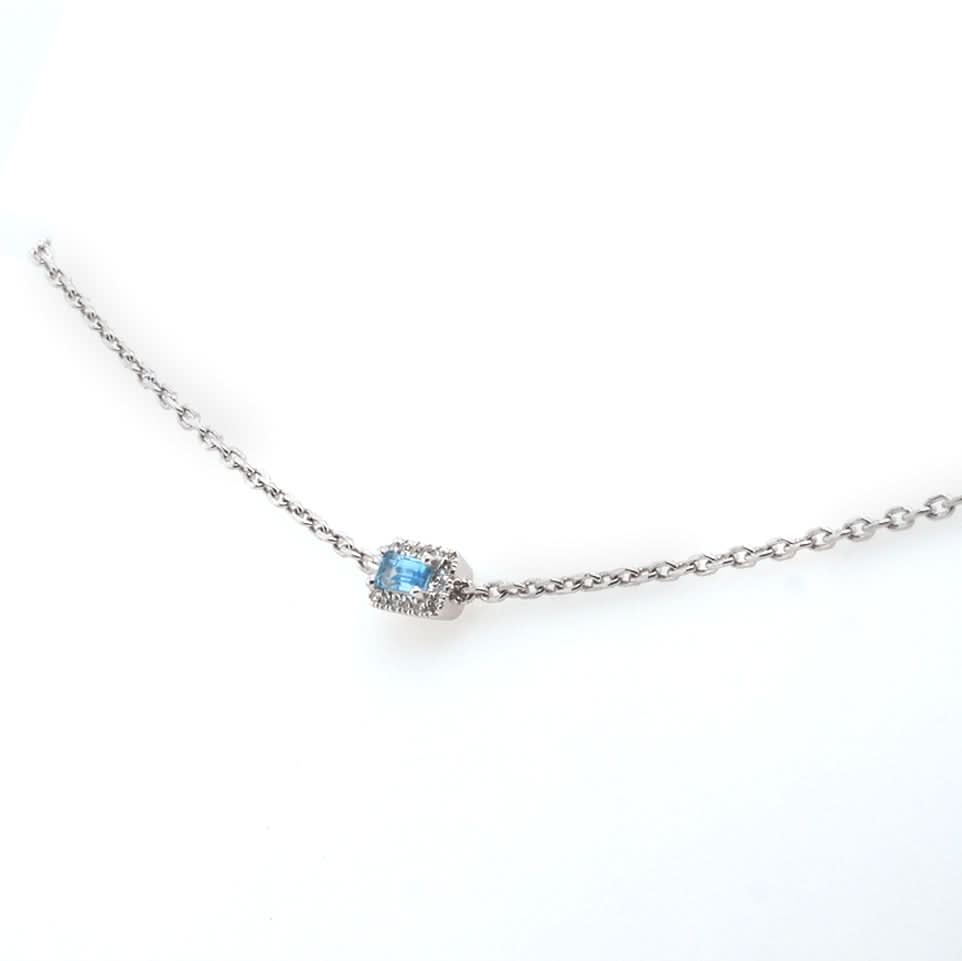 Ogden of Harrogate Jewellery 18ct White Gold Blue Topaz & Diamond Cluster Chain Bracelet