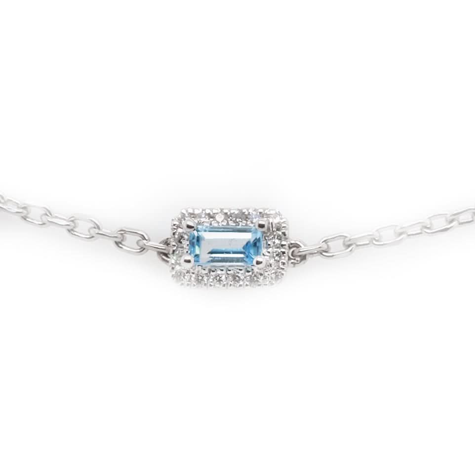 Ogden of Harrogate Jewellery 18ct White Gold Blue Topaz & Diamond Cluster Chain Bracelet