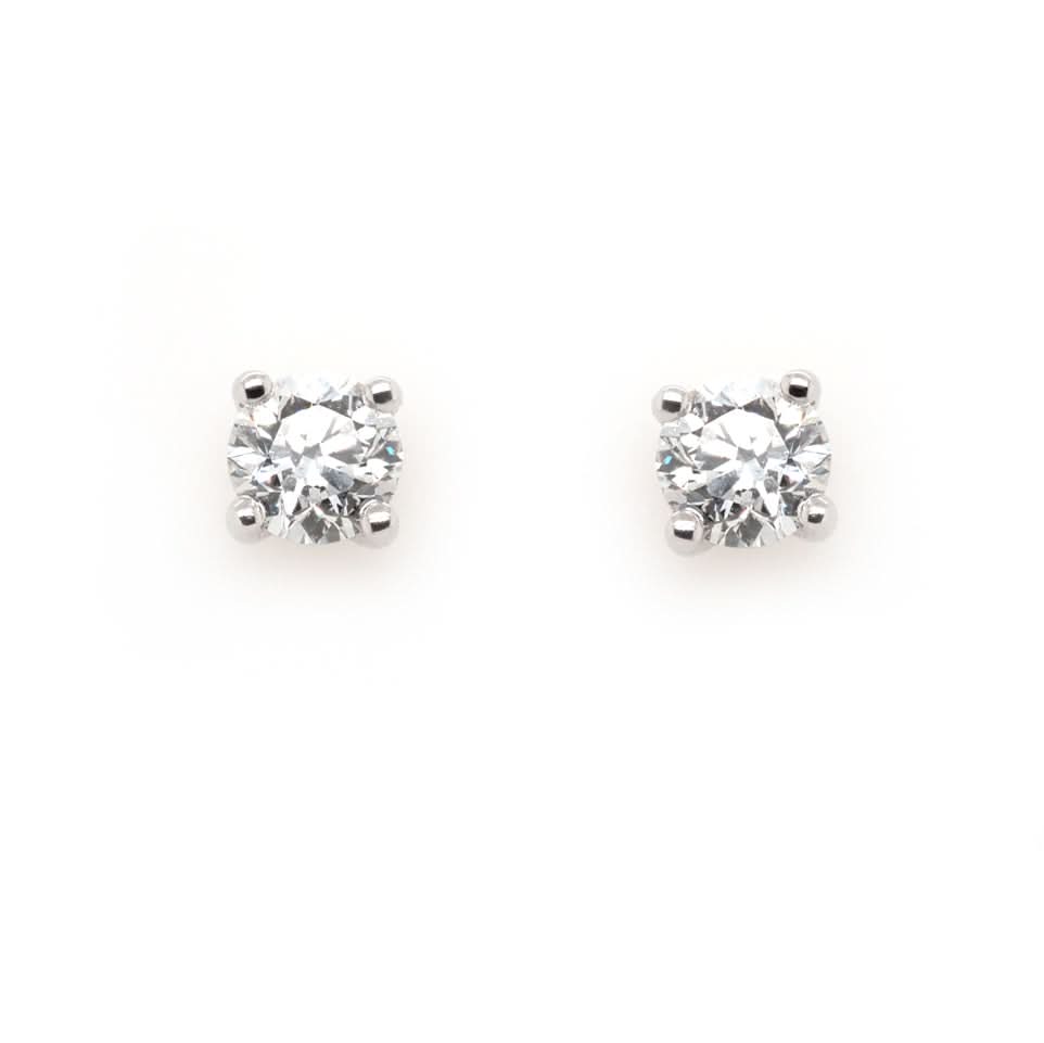Ogden of Harrogate Jewellery 18ct White Gold Claw-Set Diamond Stud Earrings, GIA Certified