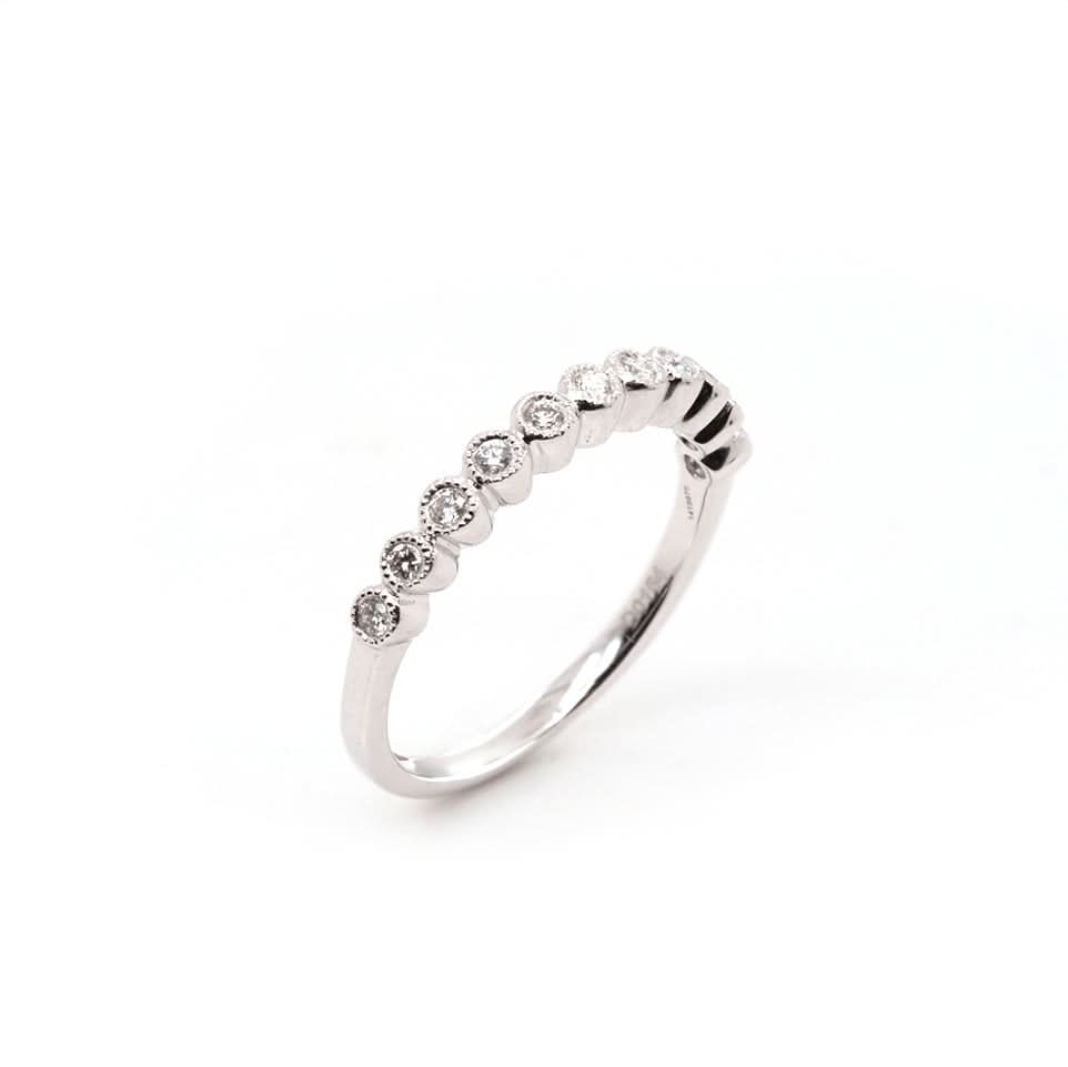 Ogden of Harrogate Jewellery 18ct White Gold Collett Set 11 Stone Ring