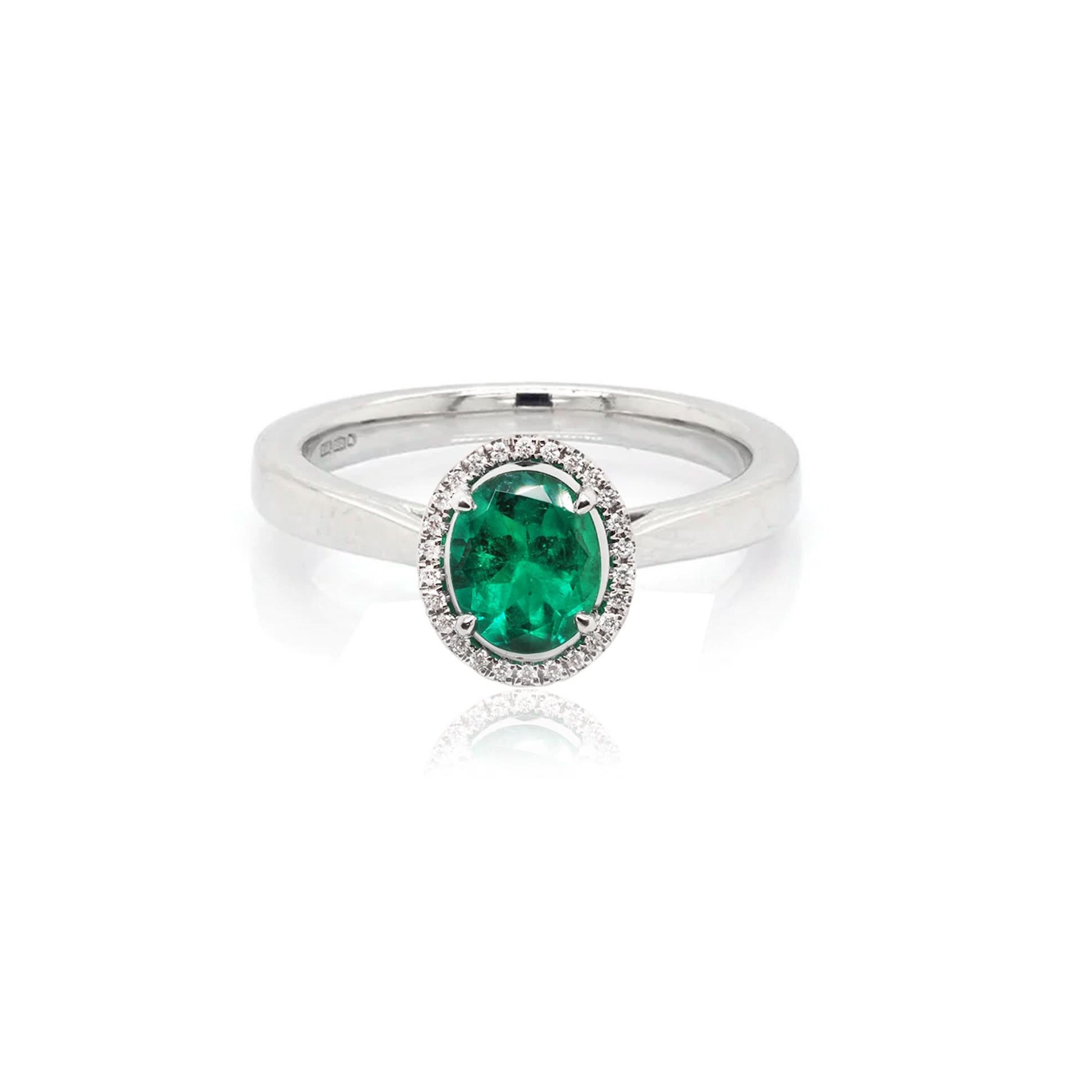 Ogden of Harrogate Jewellery 18ct White Gold Colombian Emerald and Diamond Cluster Ring, 3.8cts