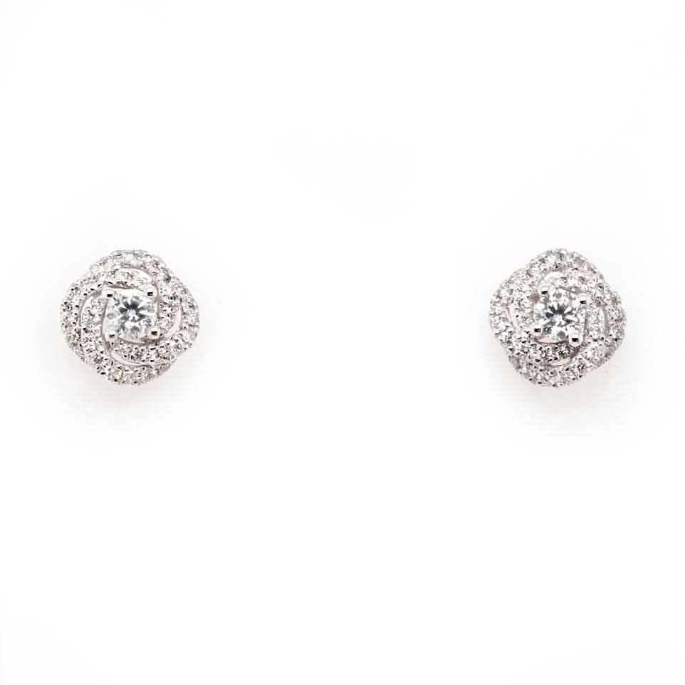 Ogden of Harrogate Jewellery 18ct White Gold Diamond Cluster Earrings
