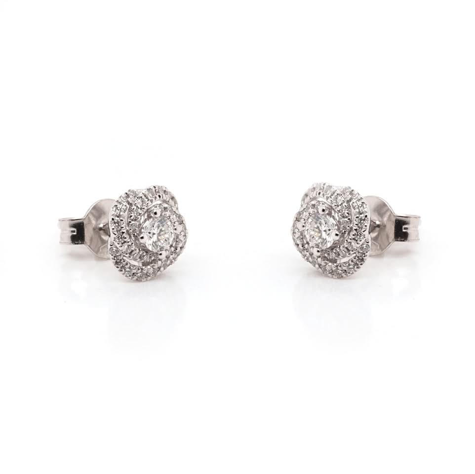 Ogden of Harrogate Jewellery 18ct White Gold Diamond Cluster Earrings