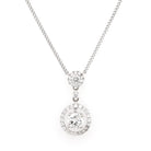 Ogden of Harrogate Jewellery 18ct White Gold Diamond Drop Halo Pendant