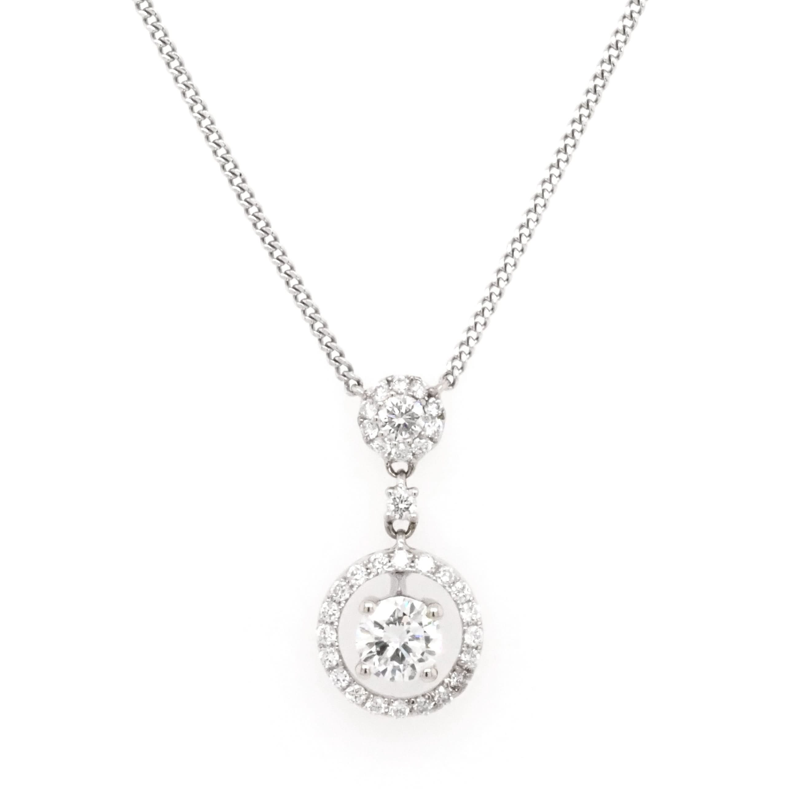 Ogden of Harrogate Jewellery 18ct White Gold Diamond Drop Halo Pendant
