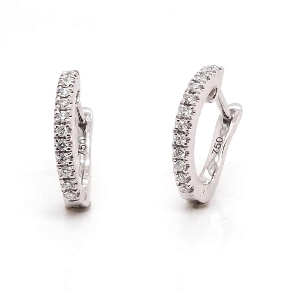 Ogden of Harrogate Jewellery 18ct White Gold Diamond Set Delicate Huggie Earrings