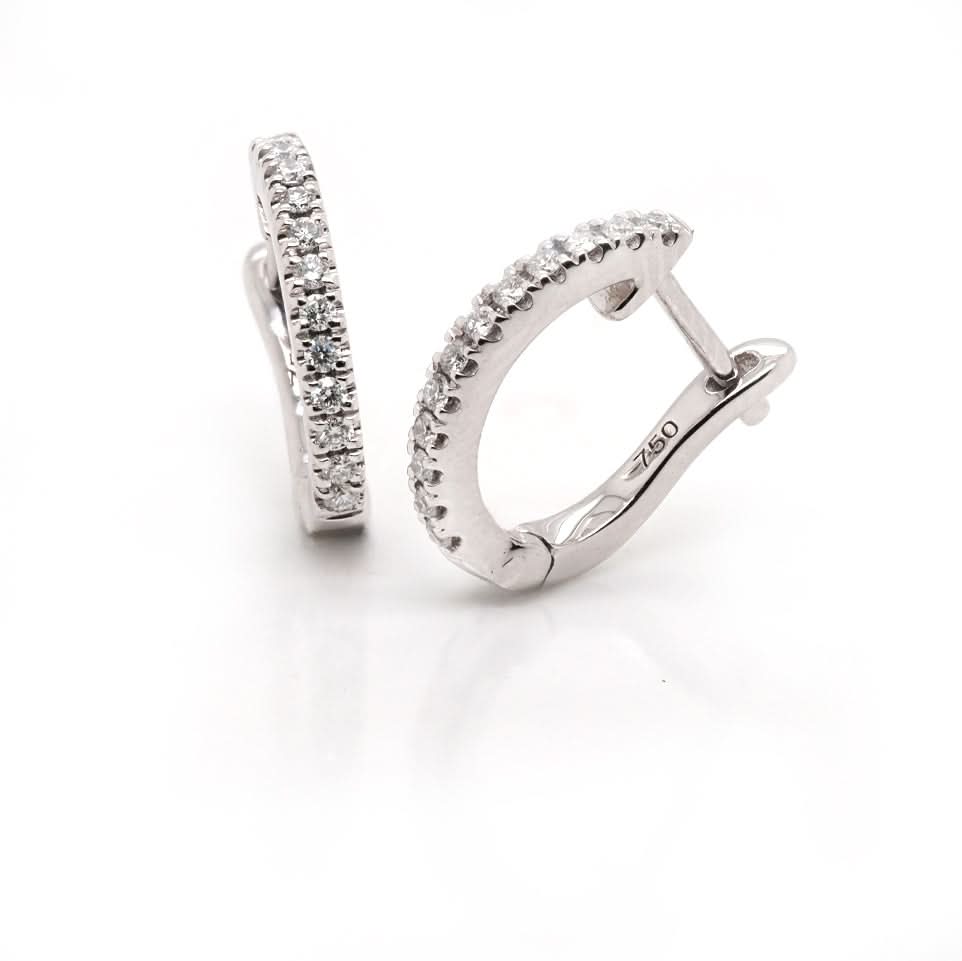 Ogden of Harrogate Jewellery 18ct White Gold Diamond Set Delicate Huggie Earrings
