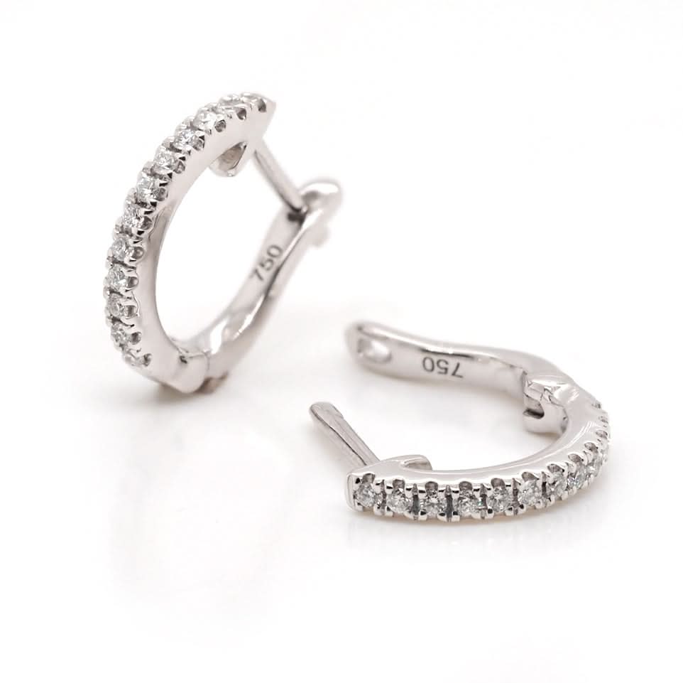 Ogden of Harrogate Jewellery 18ct White Gold Diamond Set Delicate Huggie Earrings