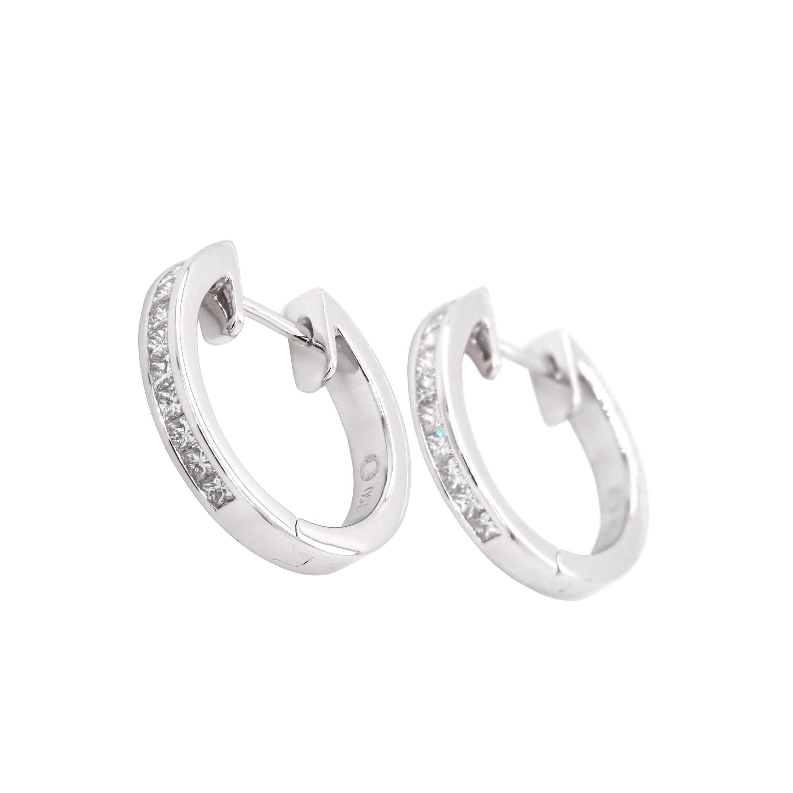 Ogden of Harrogate Jewellery 18ct White Gold Diamond-Set Hinged Hoop Earrings