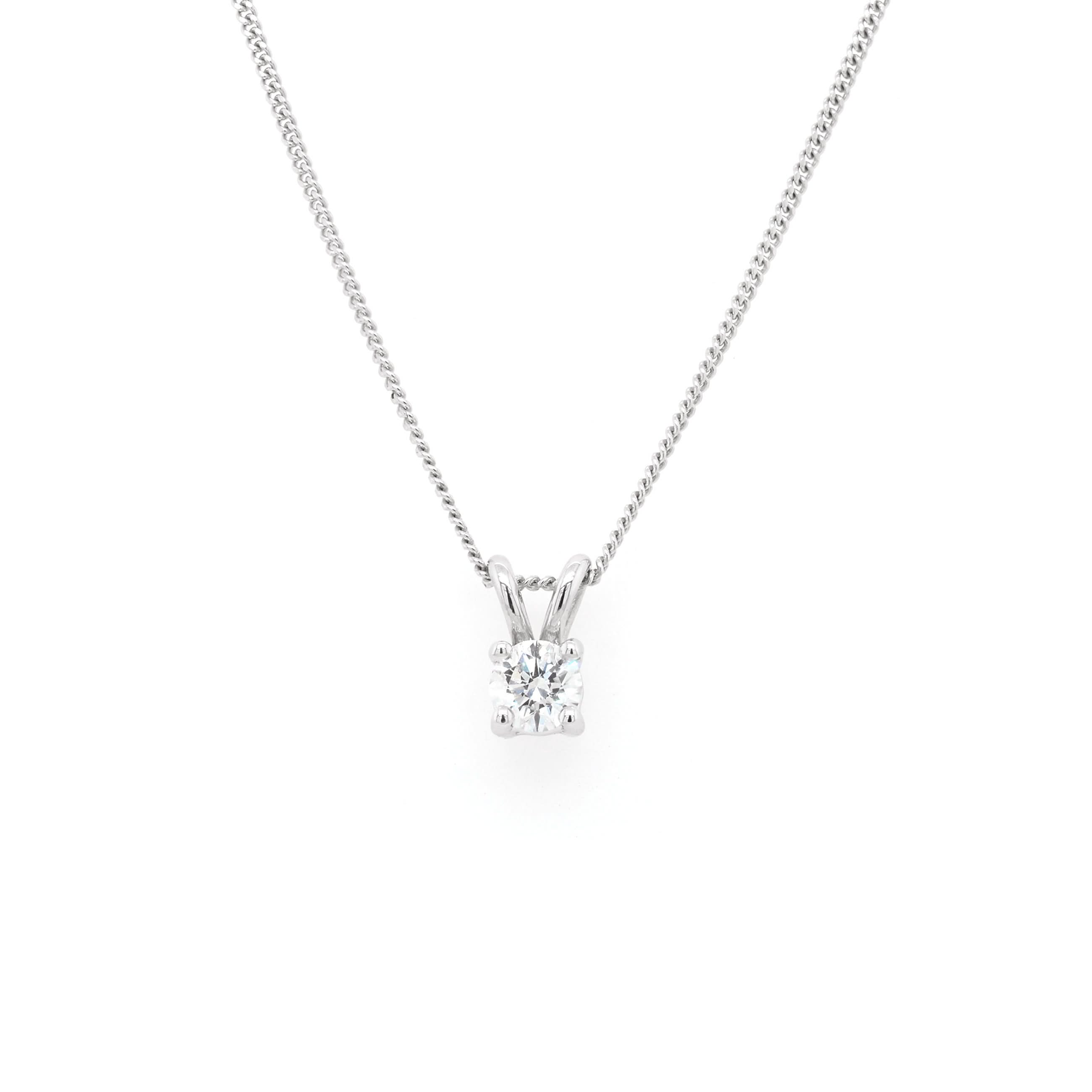 Ogden of Harrogate Jewellery 18ct White Gold Diamond Single Stone Pendant, 0.30ct