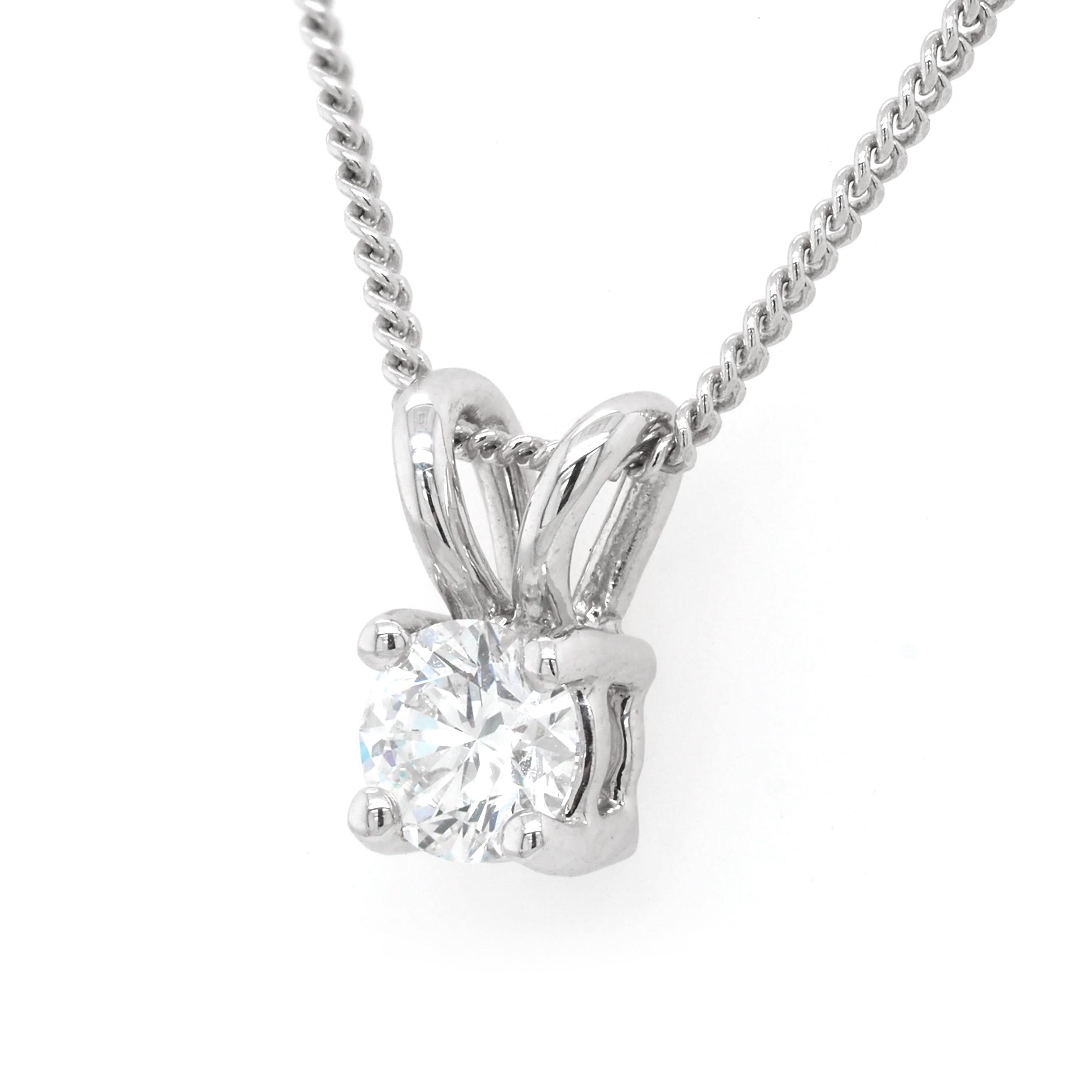 Ogden of Harrogate Jewellery 18ct White Gold Diamond Single Stone Pendant, 0.30ct