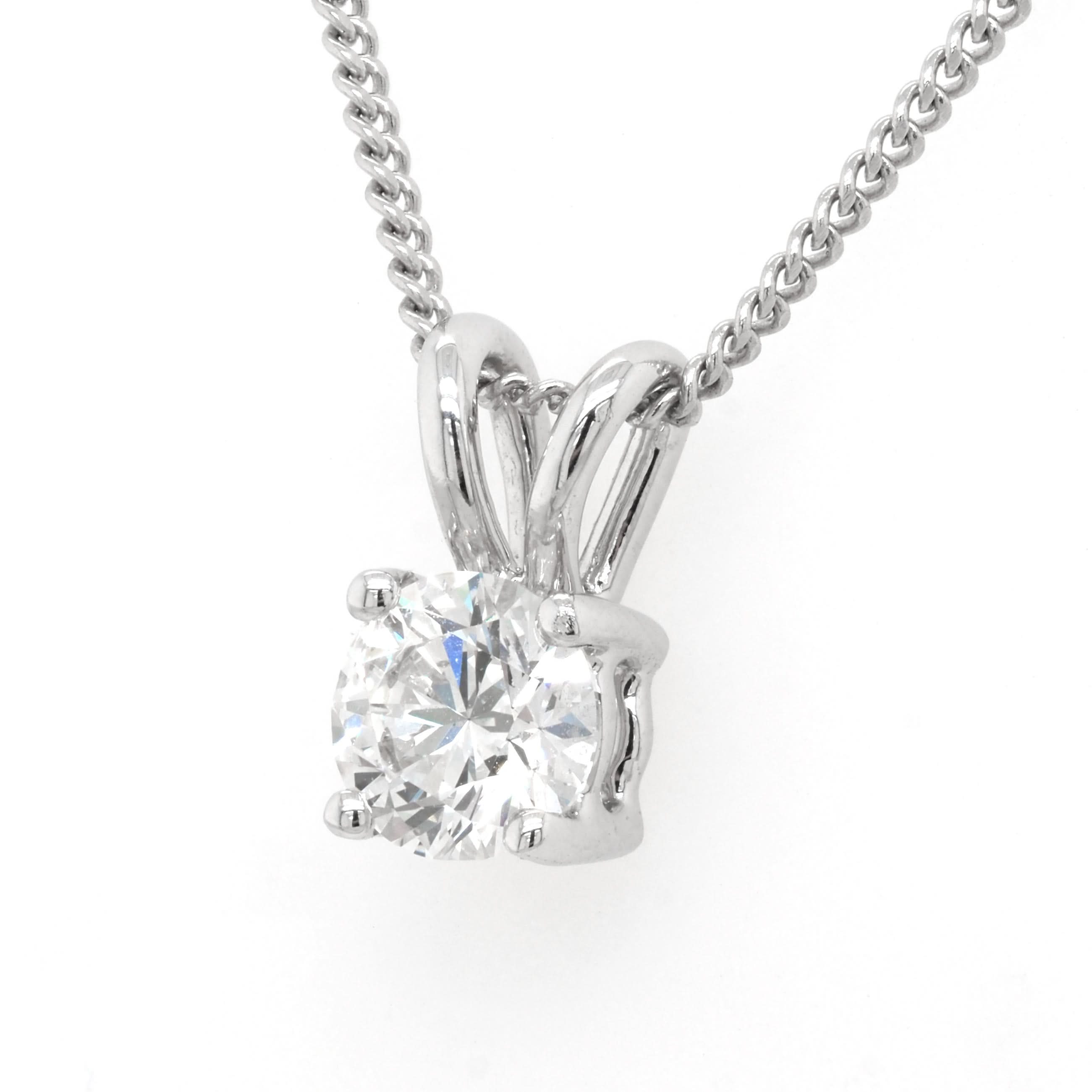 Ogden of Harrogate Jewellery 18ct White Gold Diamond Single Stone Pendant, 0.70ct