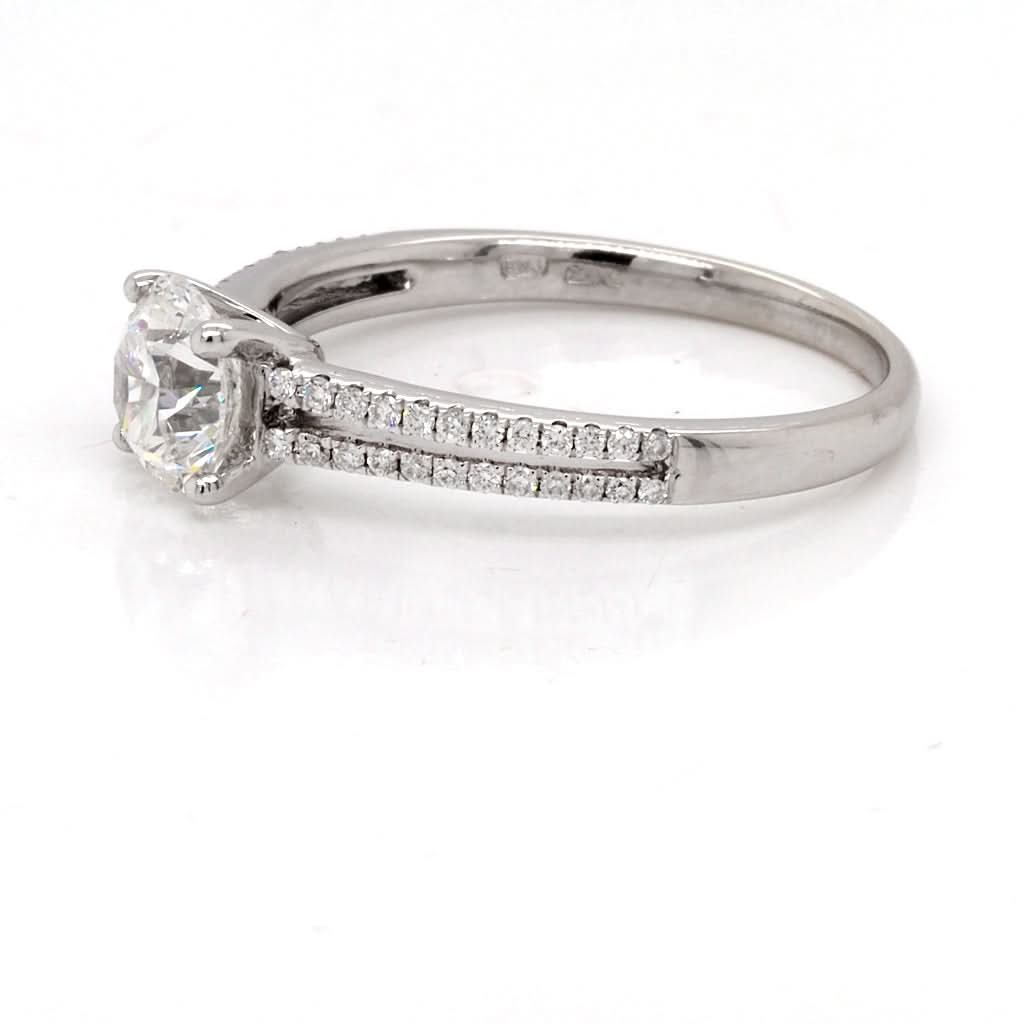 Ogden of Harrogate Jewellery 18ct White Gold Diamond Solitaire Ring with Diamond-Set Shoulders, cert. 1.01 G VS2