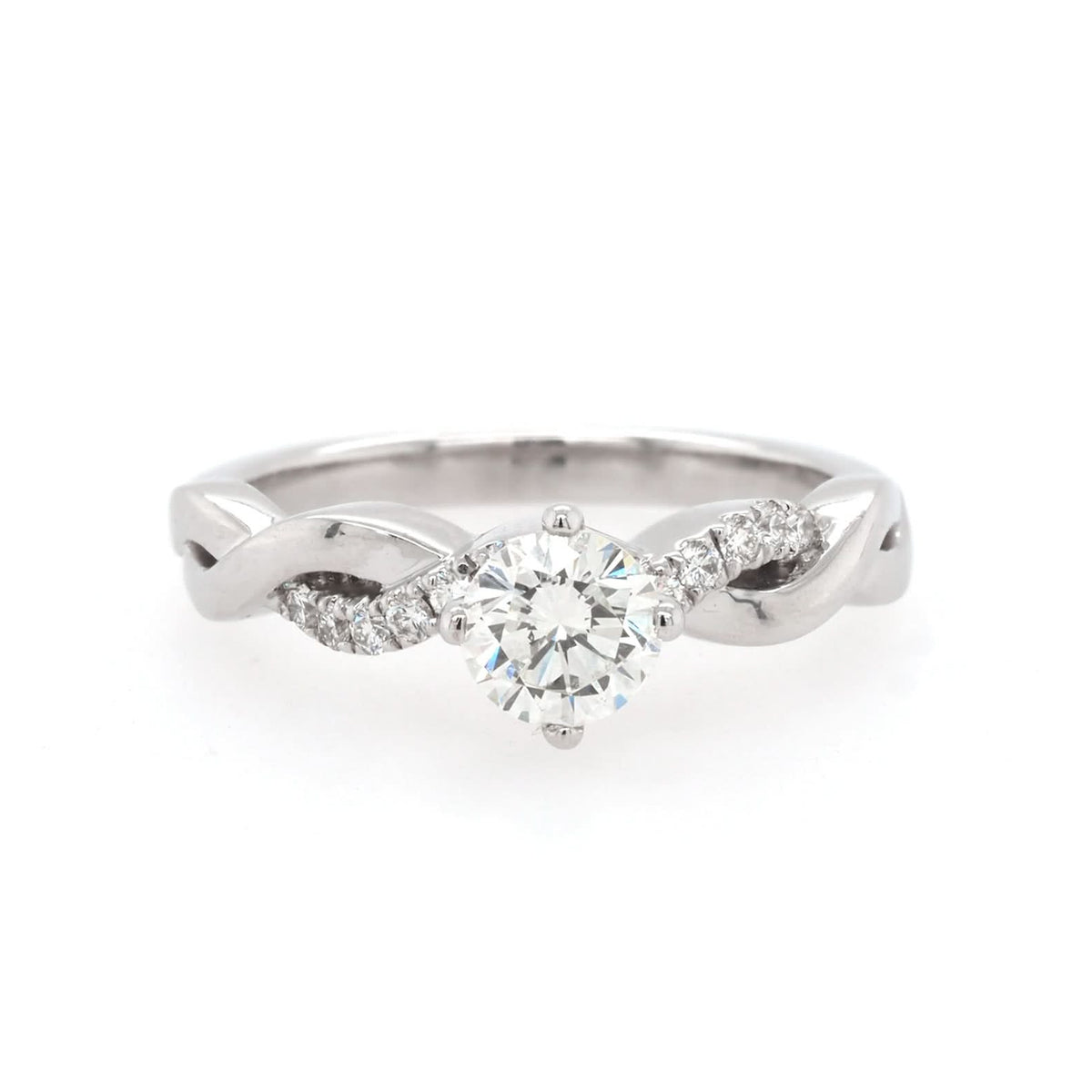 Ogden of Harrogate Jewellery 18ct White Gold Diamond Solitaire Twist Ring