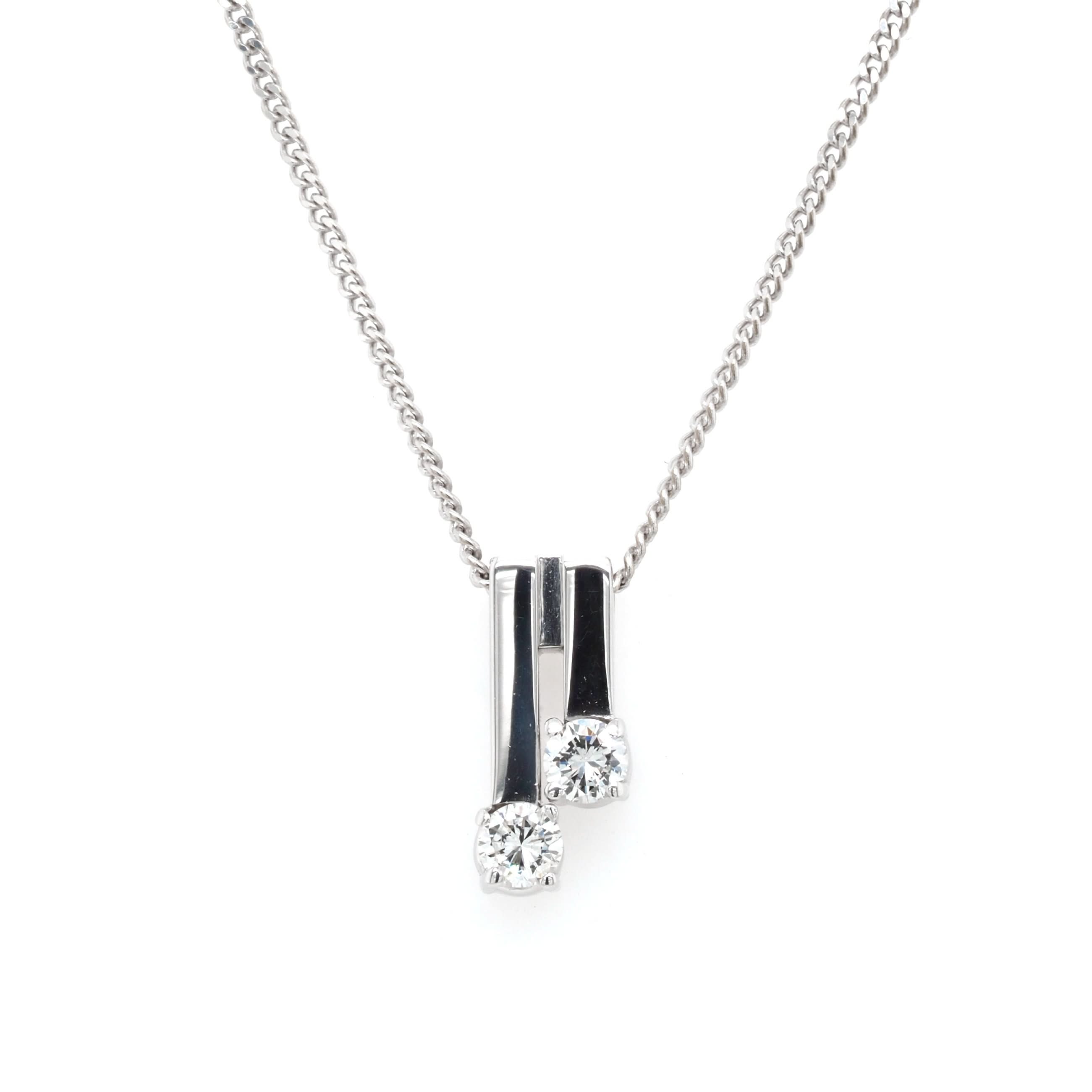 Ogden of Harrogate Jewellery 18ct White Gold Dual-Bar Diamond-Set Pendant