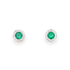 Ogden of Harrogate Jewellery 18ct White Gold Emerald and Diamond Stud Earrings