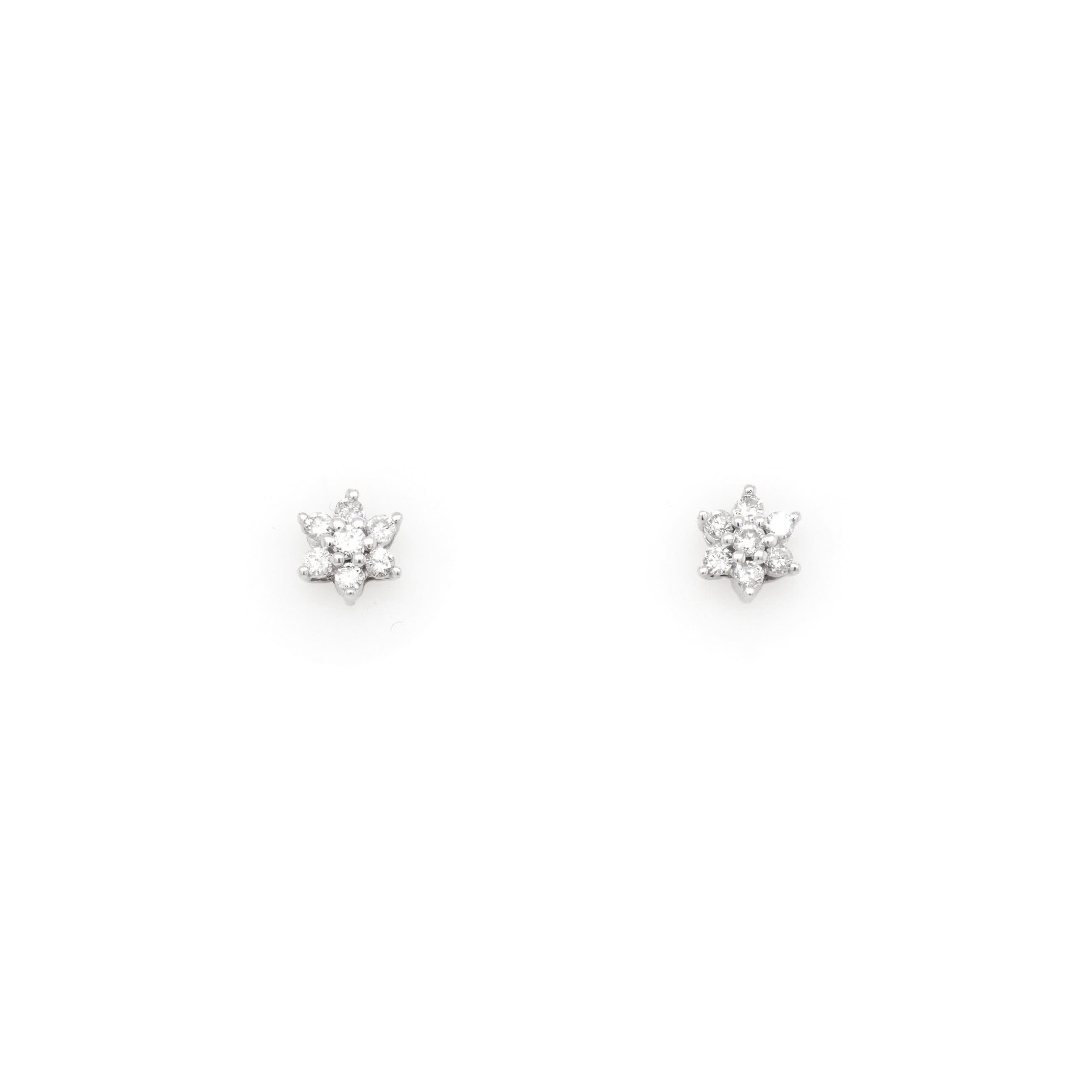 Ogden of Harrogate Jewellery 18ct White Gold Floral Diamond Stud Earrings