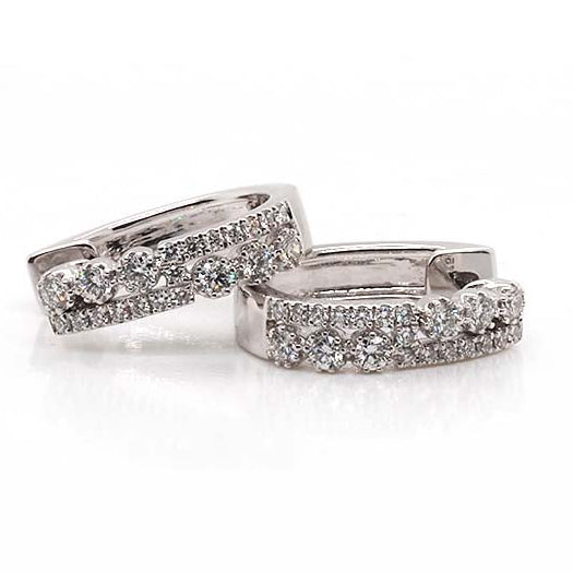 Ogden of Harrogate Jewellery 18ct White Gold Horseshoe-Shaped Diamond Set Hinged Hoop Earrings