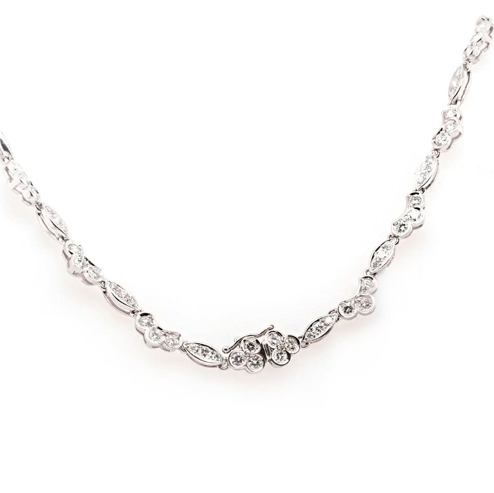 Ogden of Harrogate Jewellery 18ct White Gold Ornate Diamond and Ruby Necklace