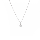 Ogden of Harrogate Jewellery 18ct White Gold Oval Diamond and Diamond Surround Cluster Pendant with 18ct White Gold Chain