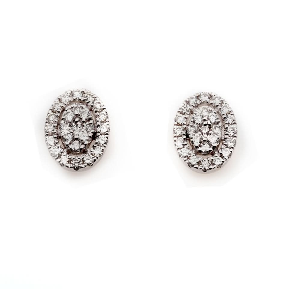 Ogden of Harrogate Jewellery 18ct White Gold Oval Diamond Cluster Earrings