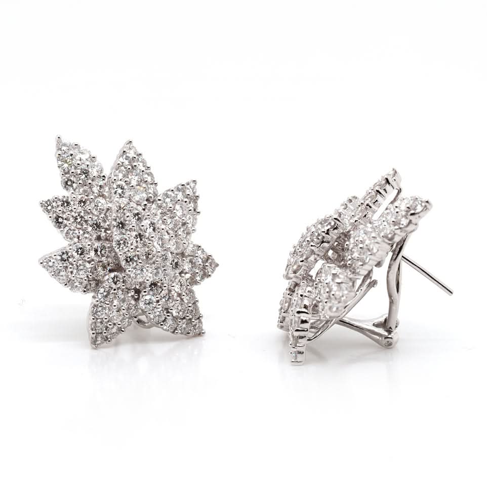 Ogden of Harrogate Jewellery 18ct White Gold Pavé Set Floral Diamond Earrings